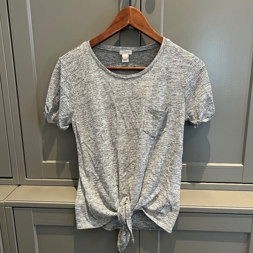 j Crew tee with stylish tie in front